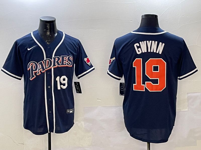 Men San Diego Padres #19 Gwynn Blue Throwback Game 2025 Nike MLB Jersey style 2->san diego padres->MLB Jersey